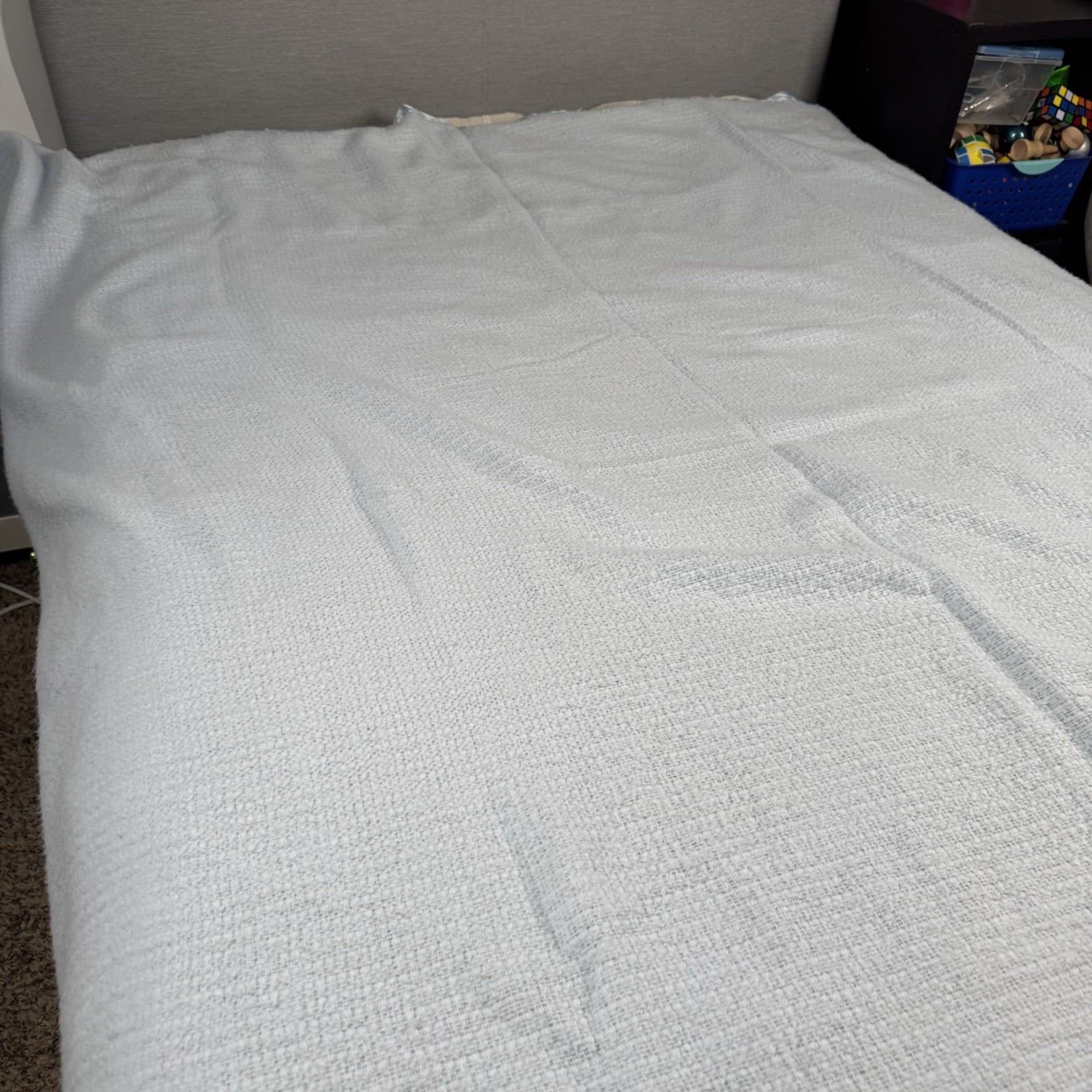 VTG Blue Blanket Thermal Waffle Weave Soft Satin Trim Cannon Mills Co 72x82