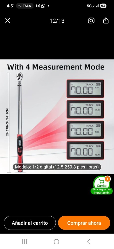 Torquimetro Angular 1/2 Inch Torque Wrench Angle Gauge
