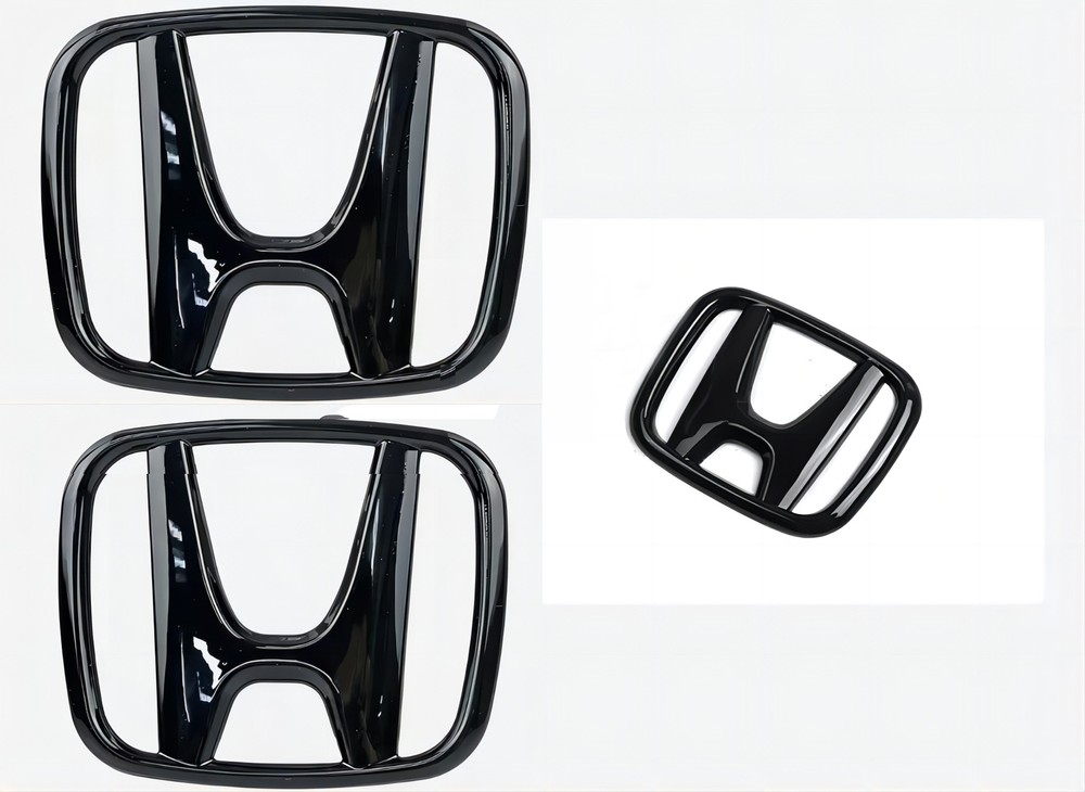 3PCS For 2022-UP Civic 11th Glossy Black Front Griile Emblem Rear Badge