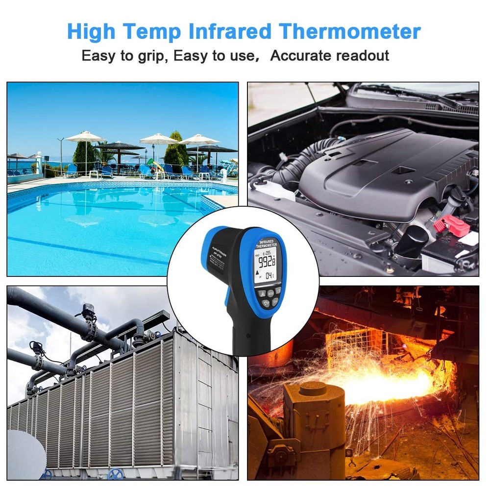 Versatile Laser Pyrometer -58℉ to 2732℉ Range with Carry Case for Professionals