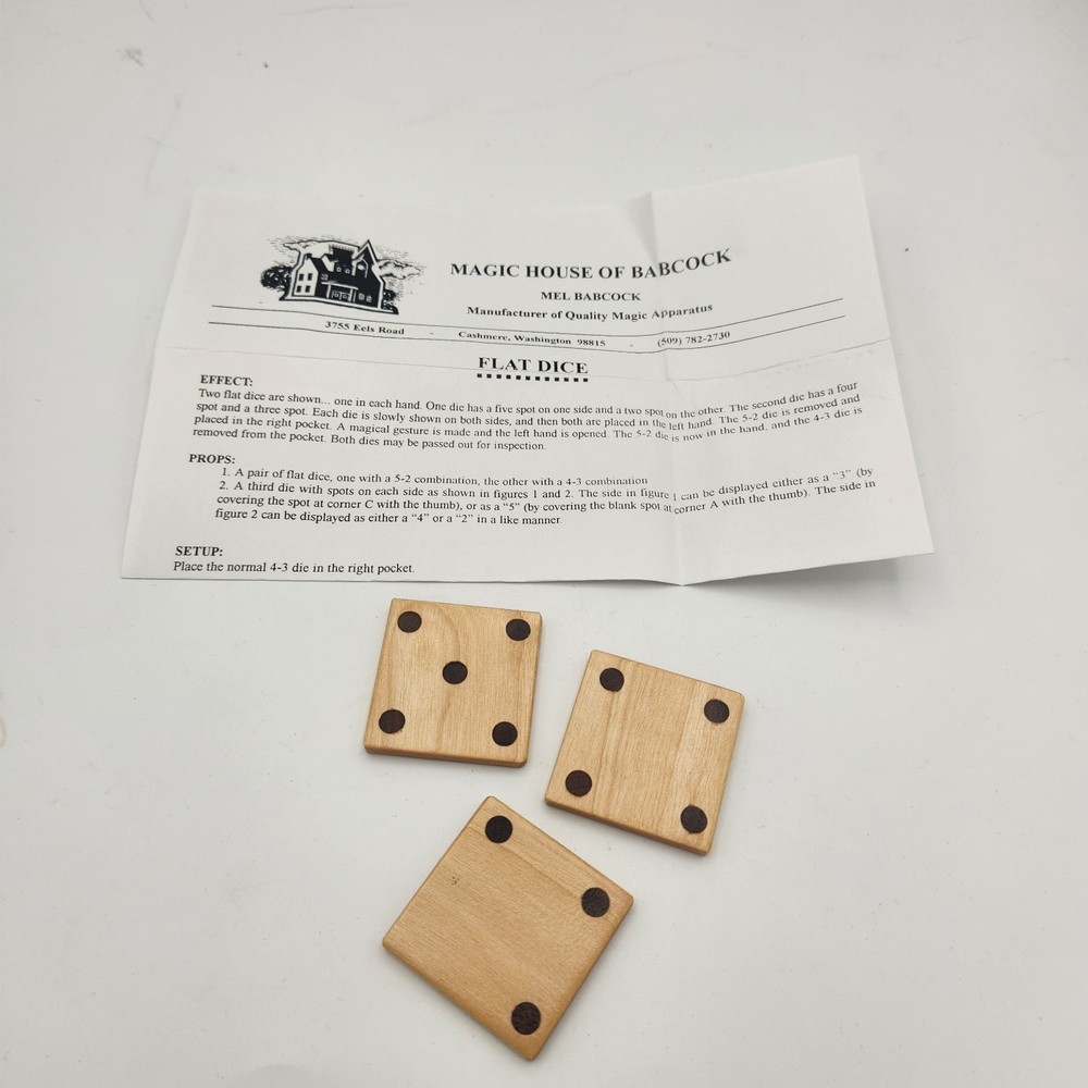 Mel Babcock Flat Dice Magic Trick - Rare!
