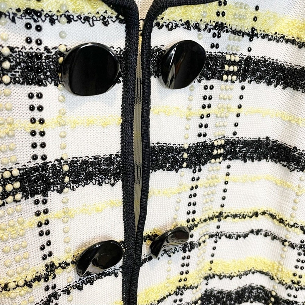 Ming Wang Plaid Pattern Beaded Jacket Blazer - size Small