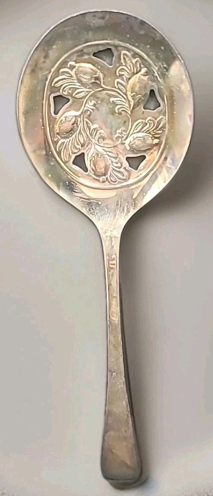 Vintage Sheffield England Silver Plated Pierced Serving Spoon
