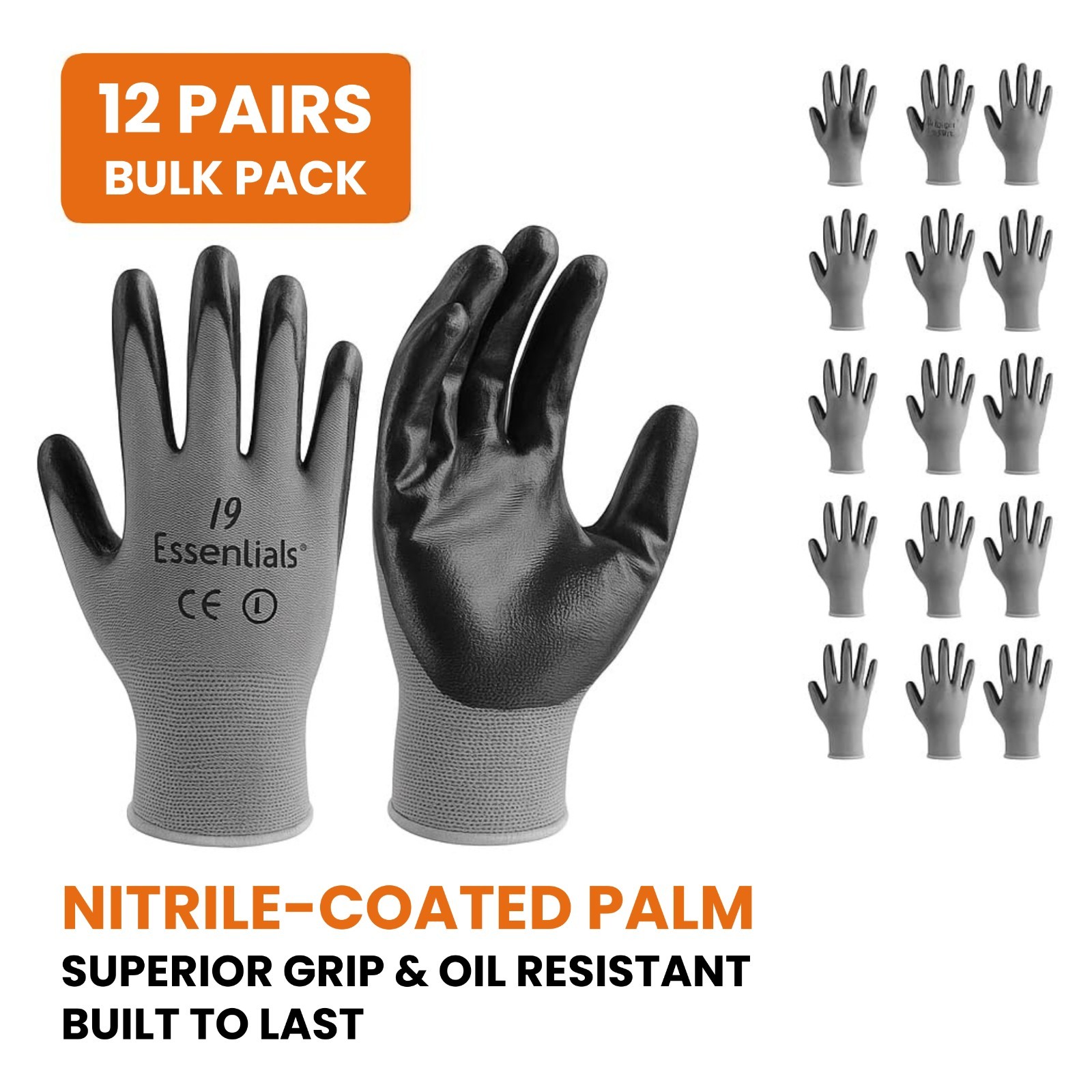 Nitrile Coated Grey Black Work Gloves Durable Perfect for All