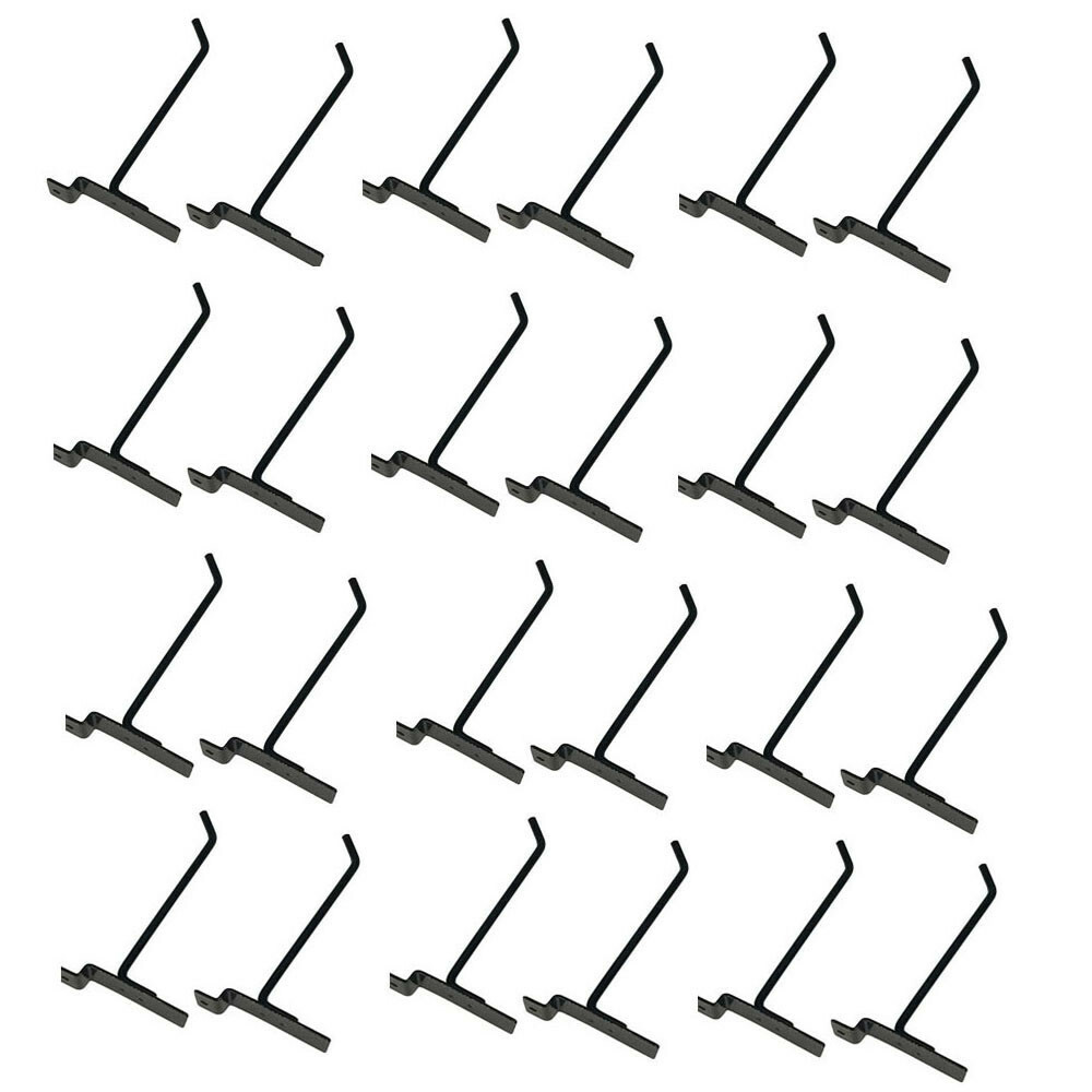 6" Slatwall Hook Panel Display Hooks, 1/4" Thickness Metal, Black - PACK 24