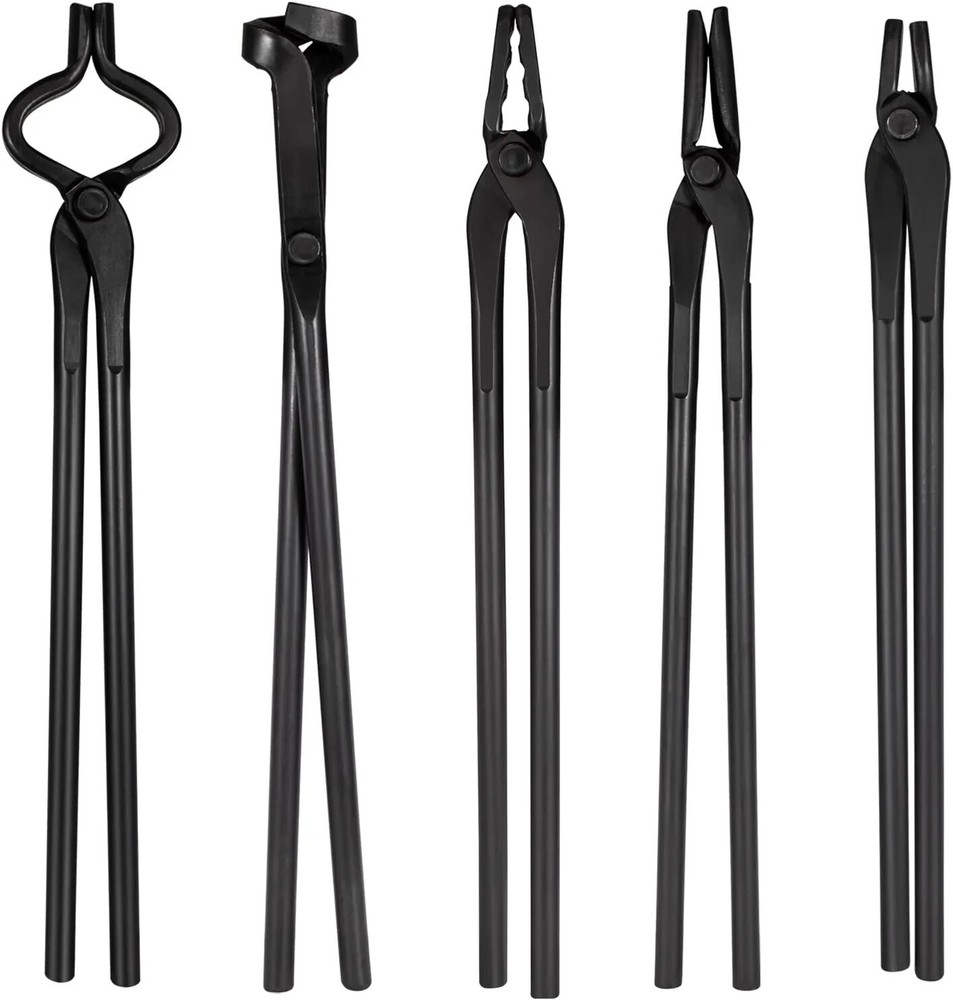 Blacksmith Tongs Tools Set For Knife Making Anvil, Forge Kit , Flat Tongs