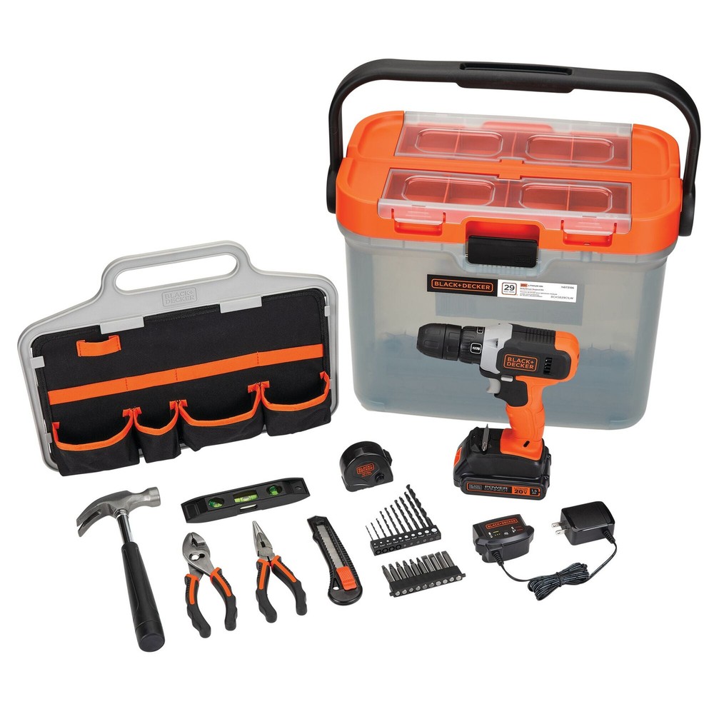 BLACK+DECKER 20v 29PC PK in Translucent Tool Box - BCKSB29C1