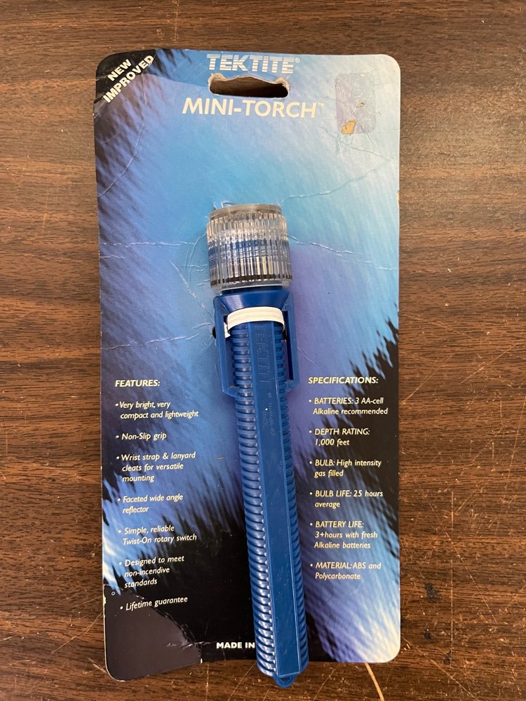 TEKTITE Mini Torch Dive Lightsick Made in USA Blue Handle UNTESTED