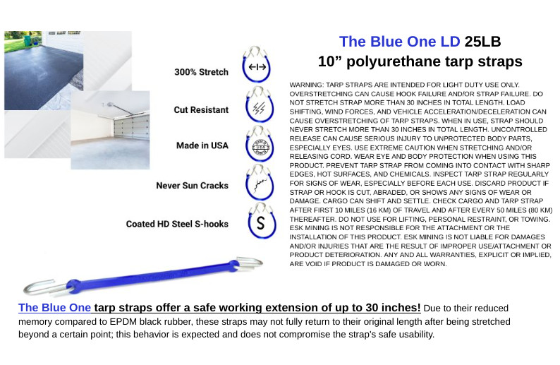 10 Pack 10" Bungee Straps 30" Stretch Polyurethane Tarp Strap Cord w/S-hook LD