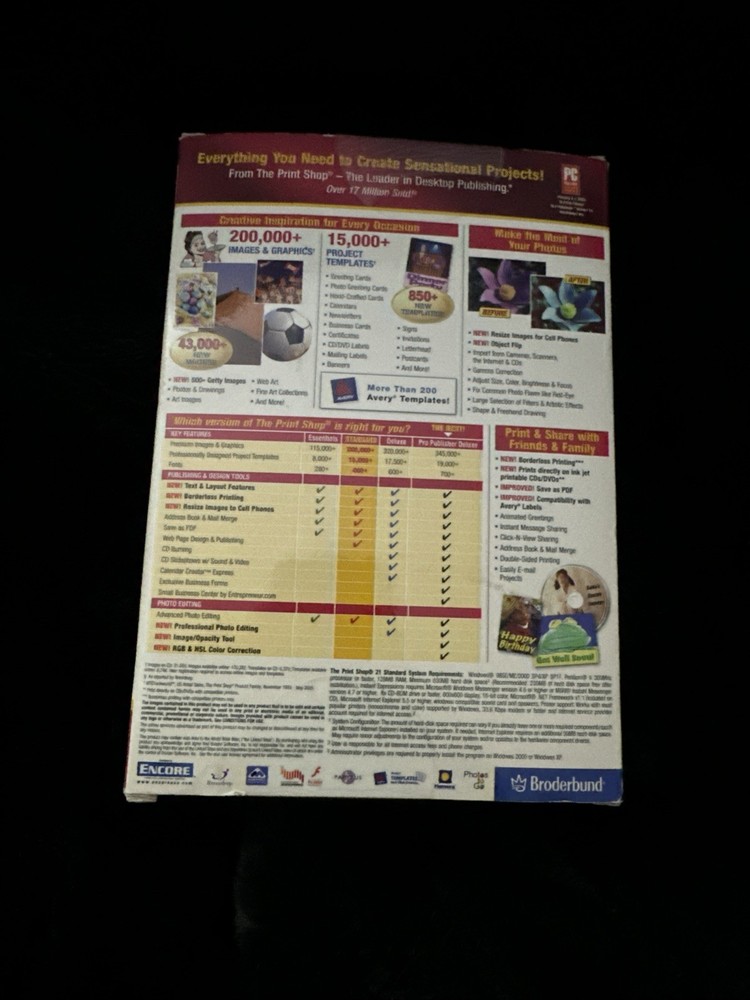Broderbund The PrintShop Version 21, 2 CD Set PC 2005 Windows