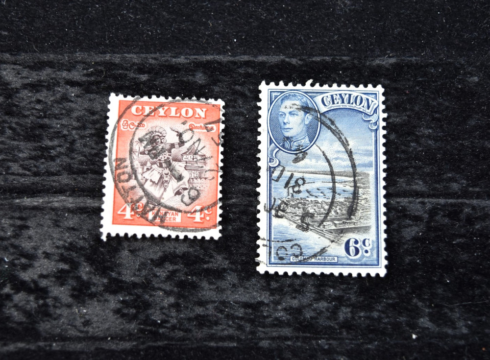 CEYLON 1935-1948 5 DIFFERENT USED