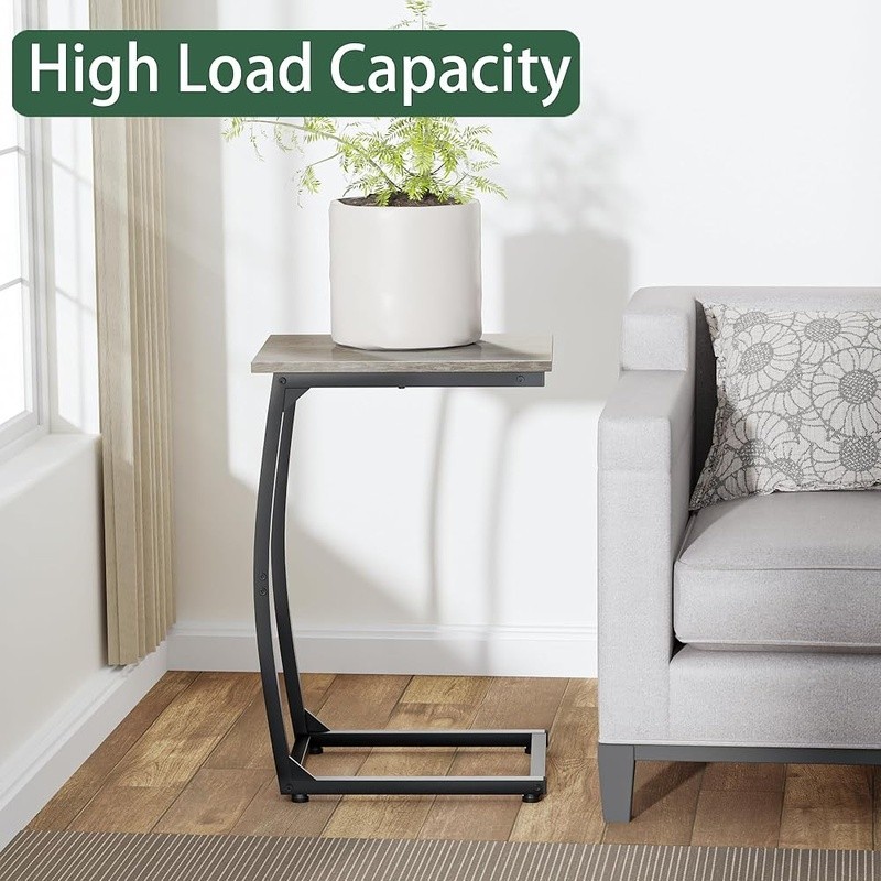 Ergonomic Slide Under C Table Adjustable Feet Multi-Use Nightstand Laptop Table