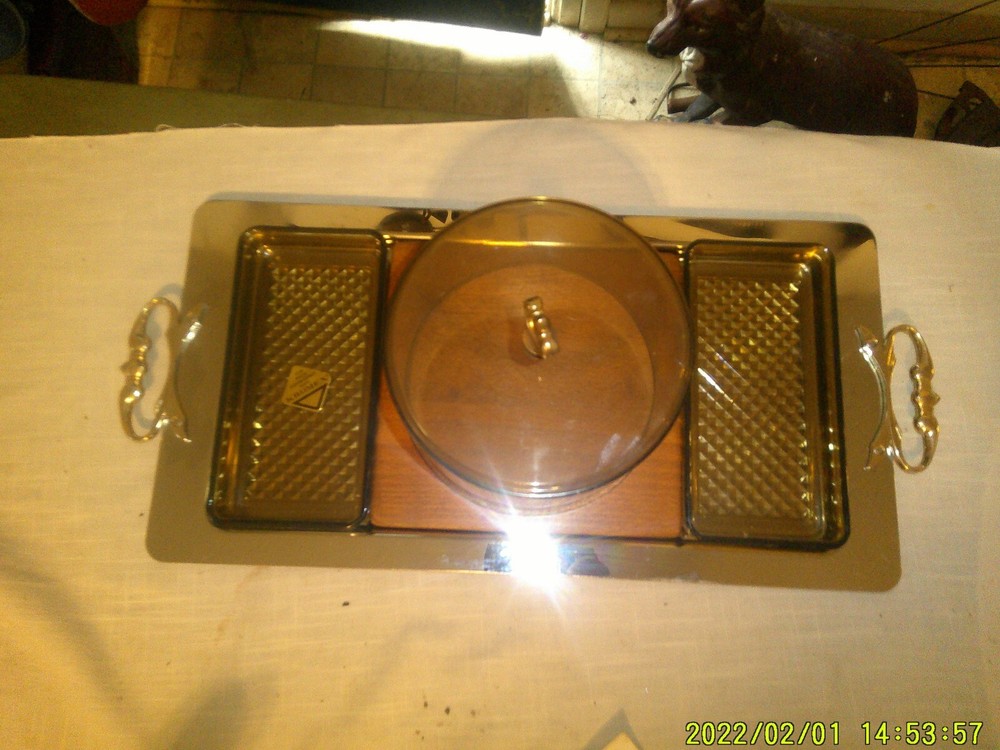VINTAGE KROMEX CHEESE SERVER SNACK TRAY SET GENTLY USED