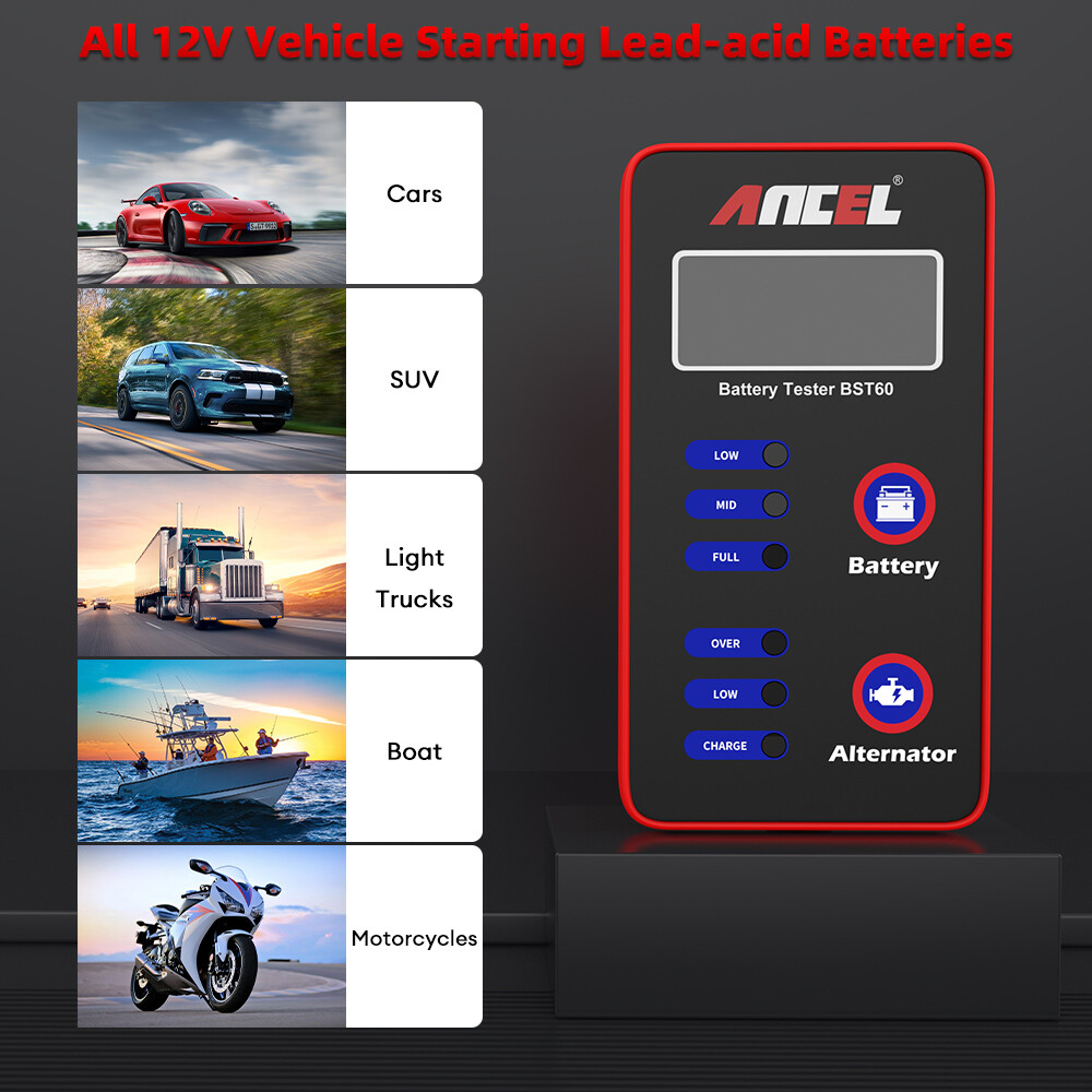 ANCEL BST60 12V Car Battery Tester Alternator Charging Charge Voltage Analyzer