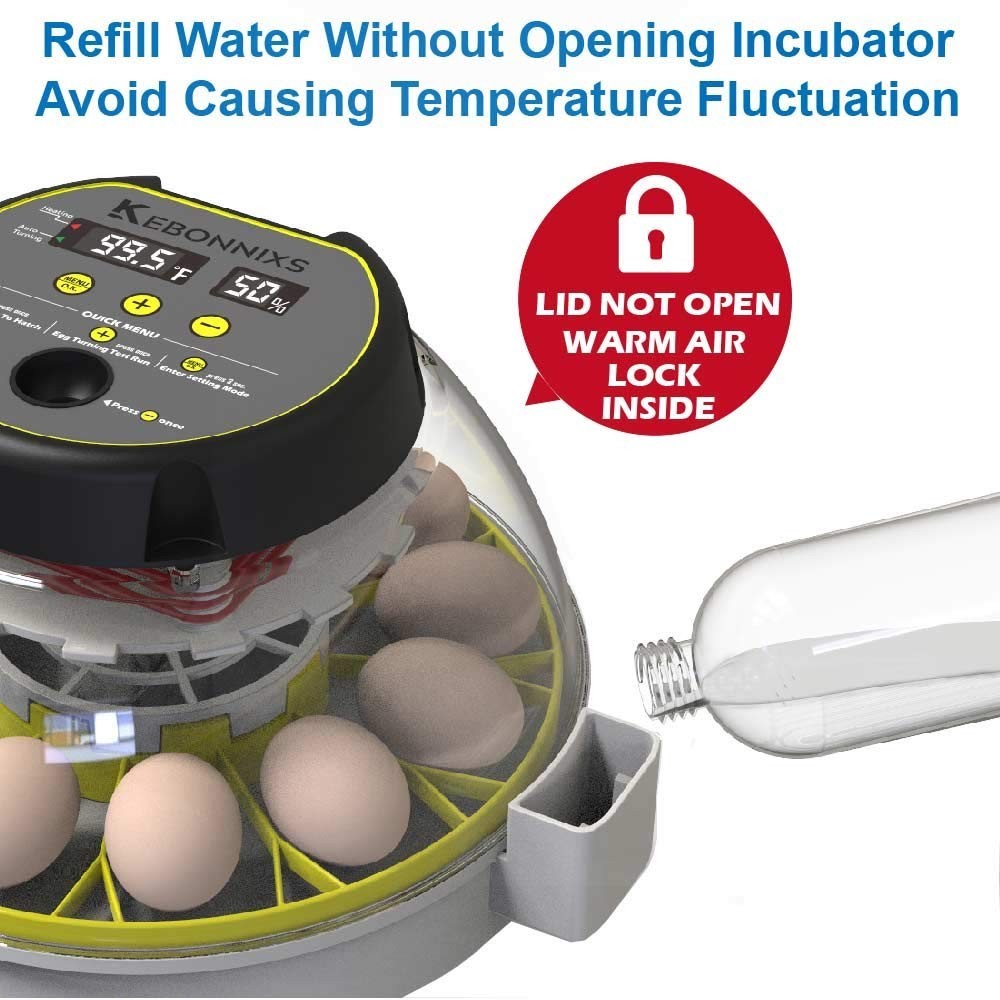 12 Egg Incubator with Humidity Display & Automatic Turner for Optimal Hatching