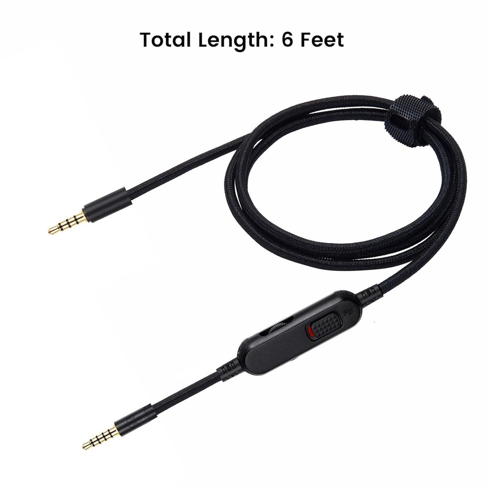 6ft Detachable Headset Cable with Inline Volume Controller for Multiple Devices