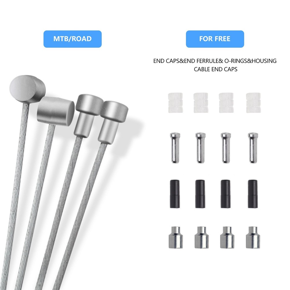 4PCS Universal Bike Brake Cable,Replaceable Brake Inner Wire Cable, Include F...