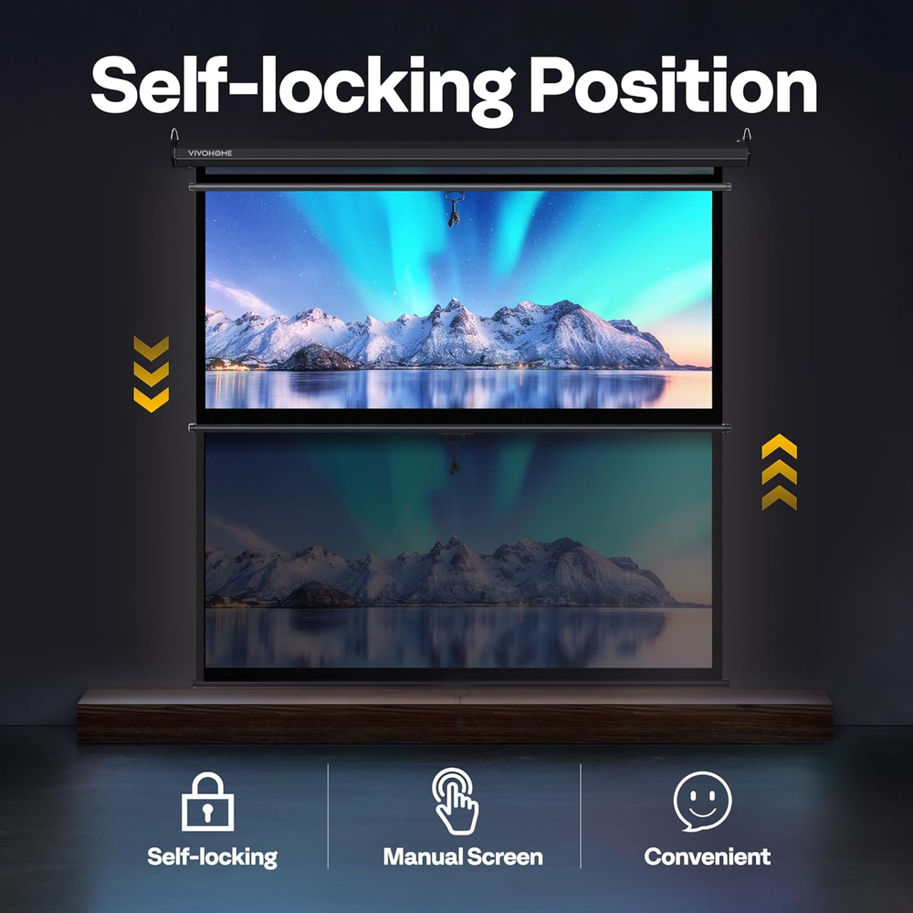 Projector Screen Pull Down, 1:1 120 Inch Retractable Projection Screen, HD 4K Ma