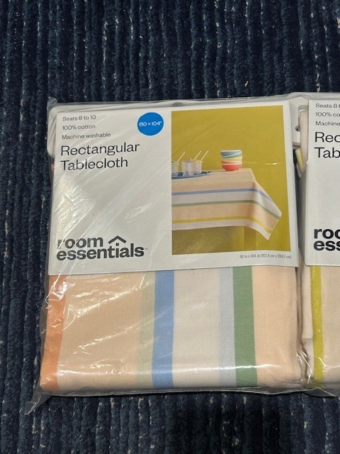 Rectangular Table Cloth 60" x 104"- Multi color stripe by Room Essentials-Qty 1