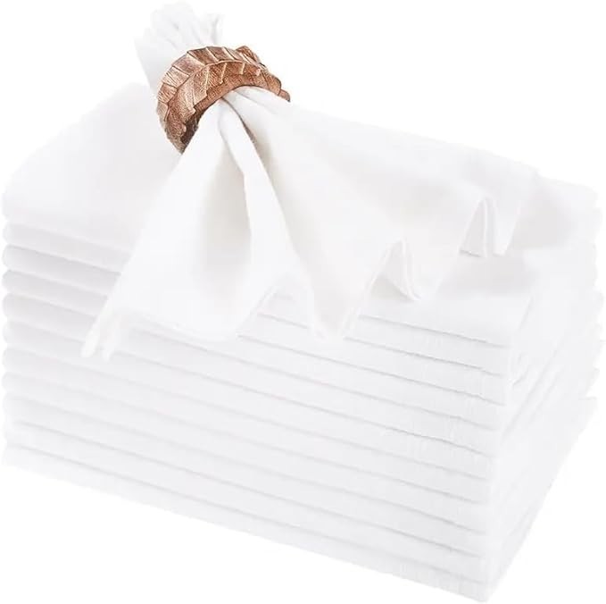 Dinner Napkin 24 Pack - 20 x 20 cotton-Spun Cloth Dining Napkins White