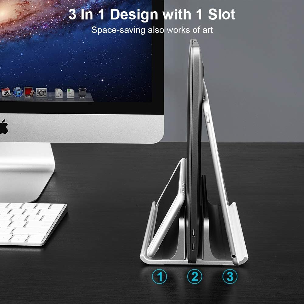 Vaydeer Vertical Laptop Stand Holder Adjustable Desktop Notebook Dock Silver