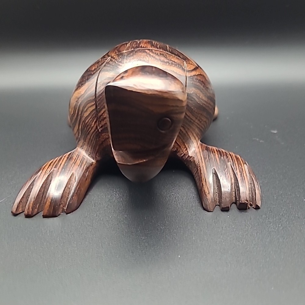 Hand Carved Dark Wood Turtle