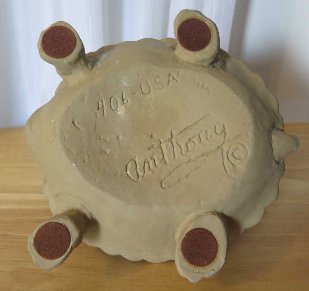 Vintage Anthony ceramic turtle planter Freeman Pottery signed numbered 406