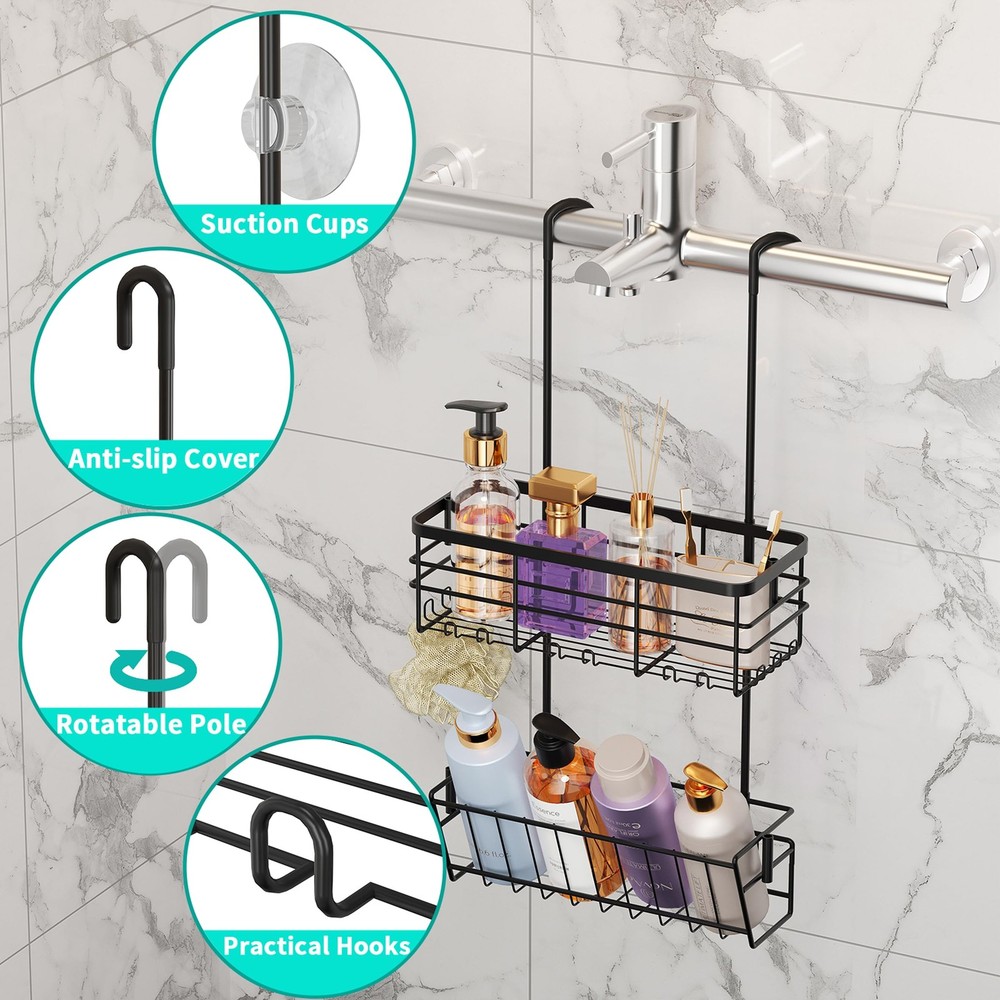 HapiRm Hanging Shower Caddy Organizer No Drilling Rustproof Waterproof Stainless