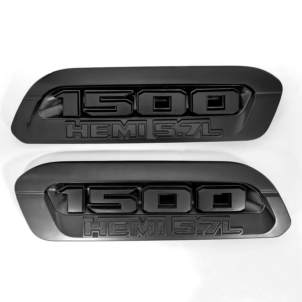 2x HEAVY DUTY Emblem Left Right Hood Badge for RAM 1500 RAM1500 Black