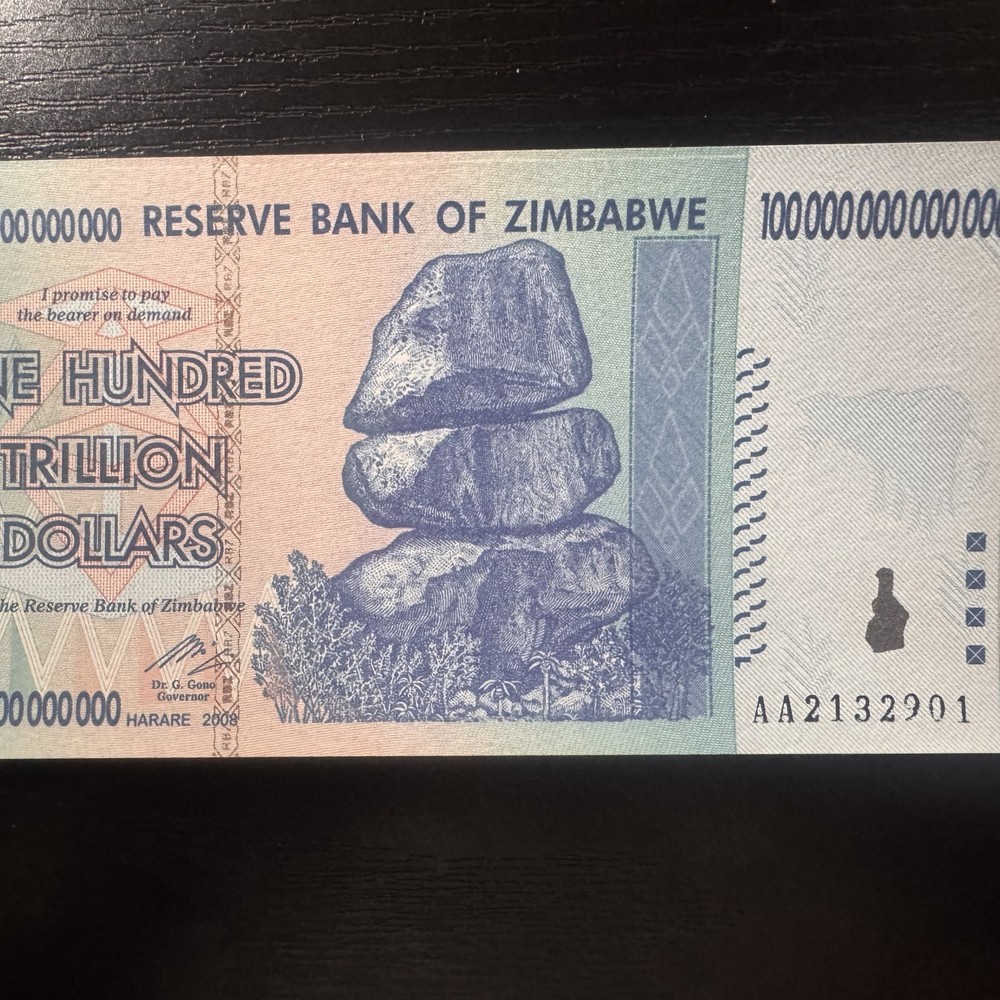 ZIMBABWE 100 TRILLION DOLLARS UNC 💎 GENUINE AUTHENTIC NOTE