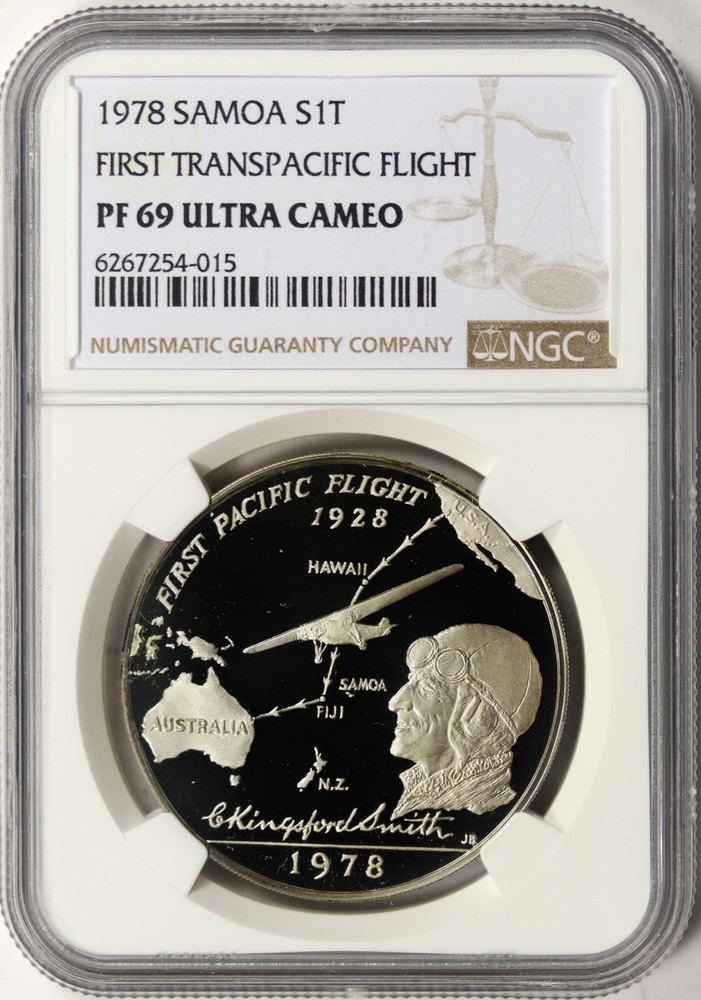 1978 Samoa Silver 1 Tala First Transpacific Flight NGC PF69UCAM