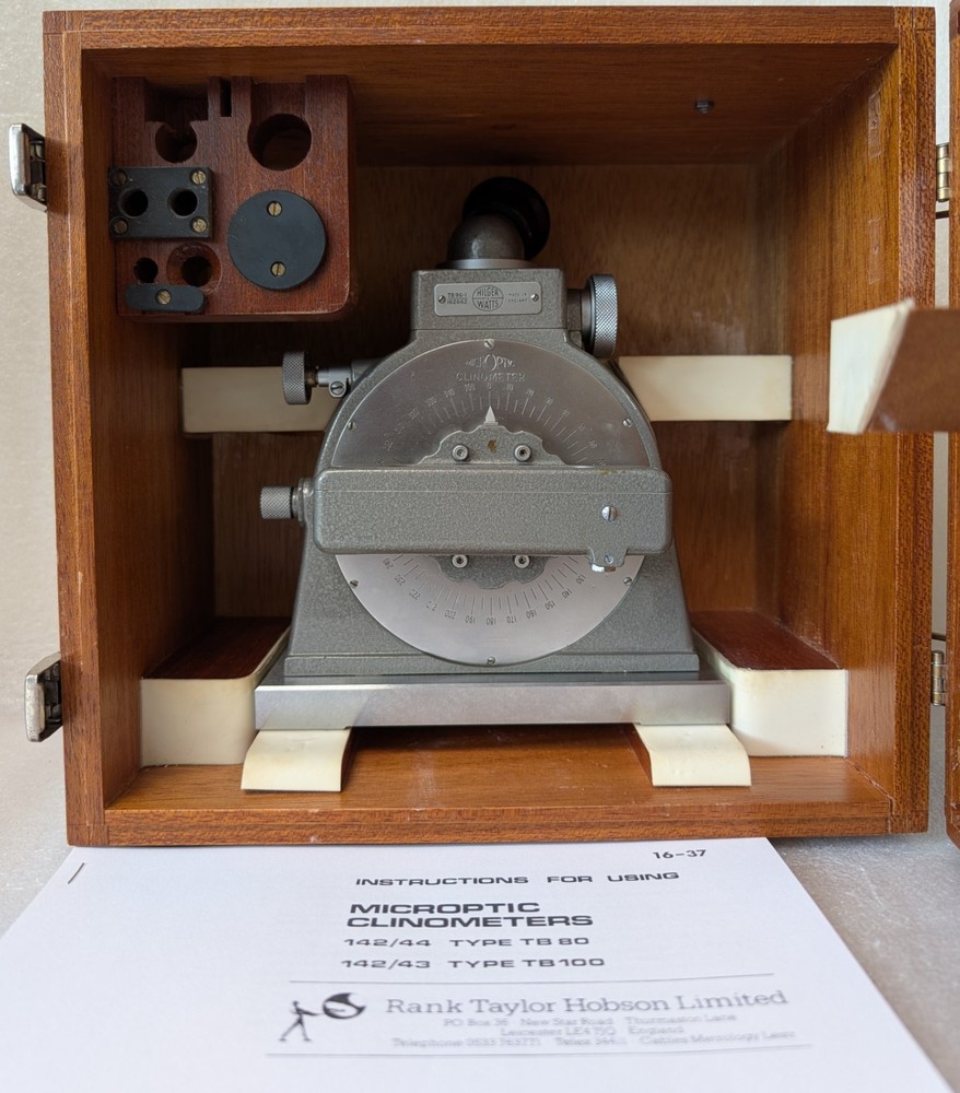 HILGER & WATTS  TB96-1 MICROPTIC CLINOMETER (1 MICROM DIV. = 5 SEC.)  (READ)