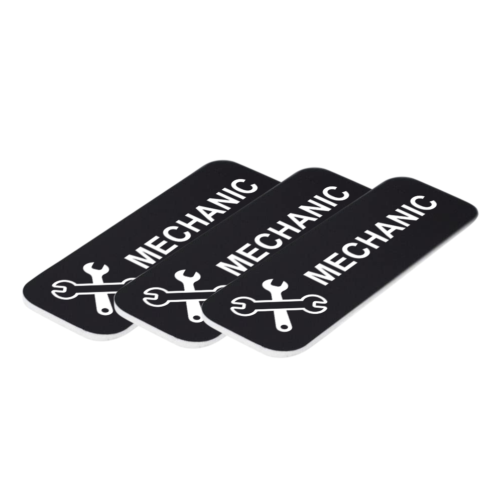 Mechanic 1 x 3" Name Tag/Badge, (3 Pack)