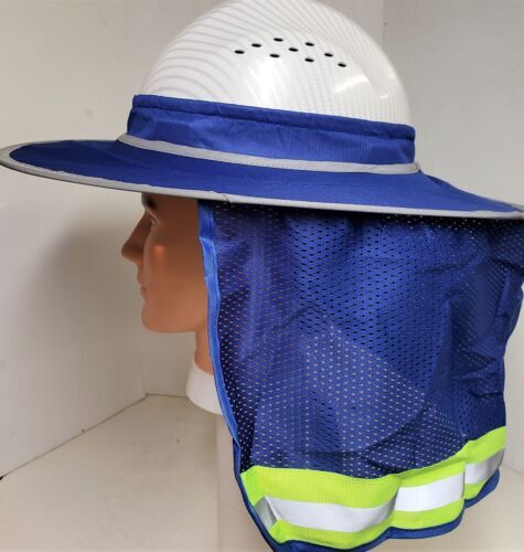 Hard Hat Sun Shade Visor for Full Brim Mesh Neck HI VIS REFLECTIVE STRIPE