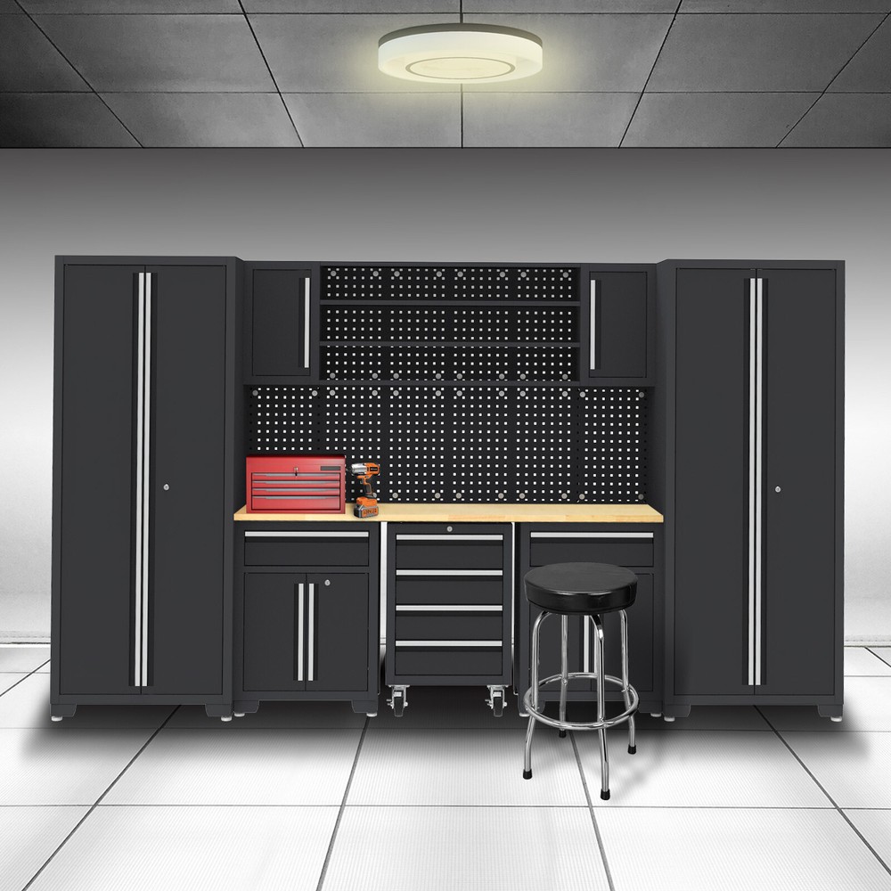 Garage Storage Cabinet System 9-Pcs Workshop Set for Garage Tool Organization