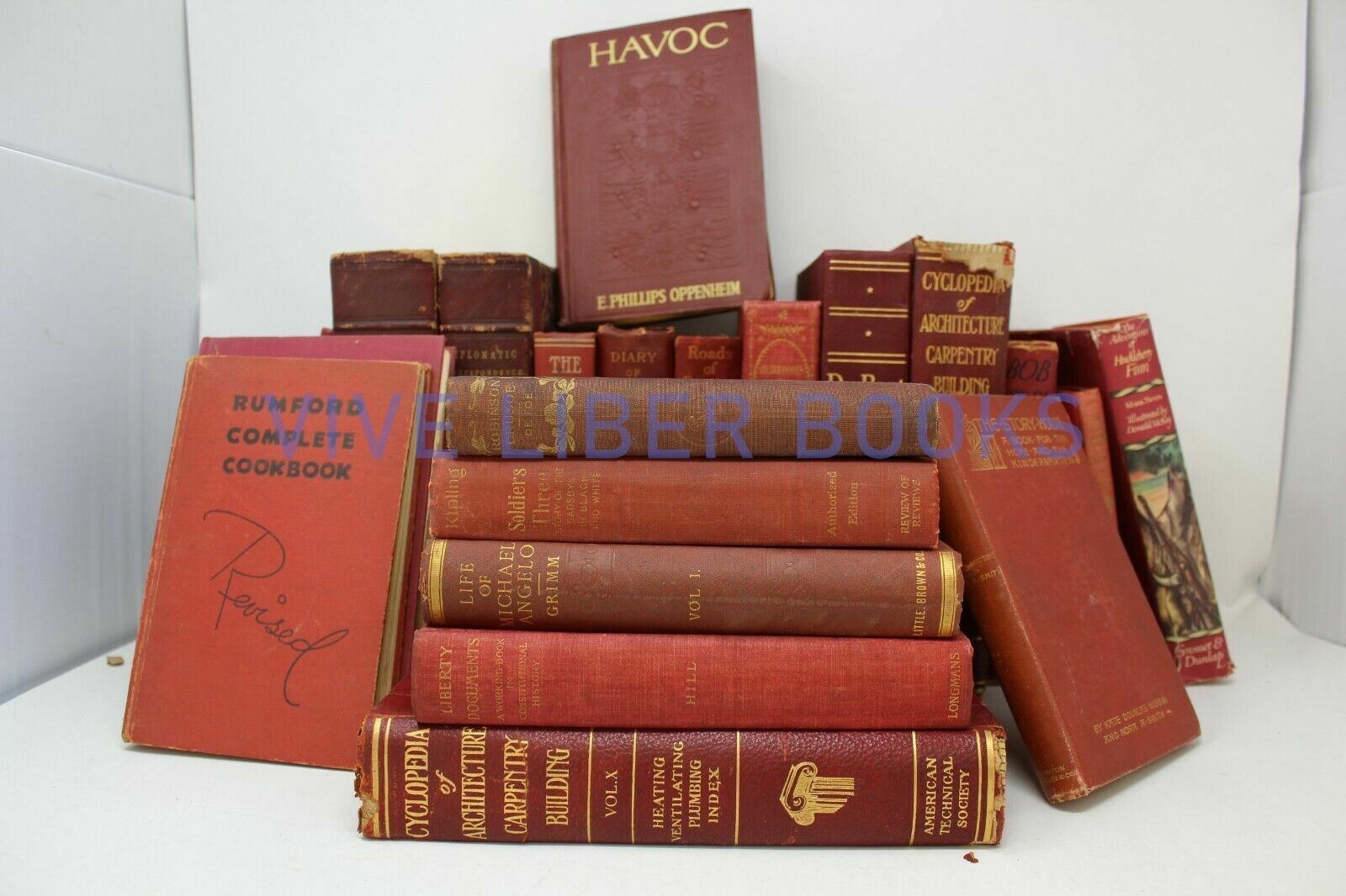 Lot 5 RED / Shades of RED Old Vintage Antique Rare Hardcover Random Books