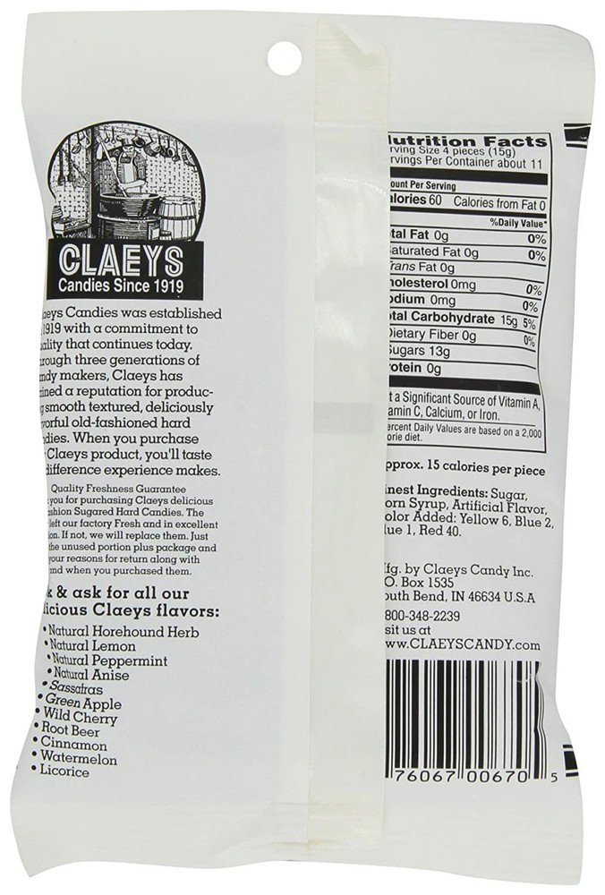 Claey's Licorice Hard Candy - 6 oz