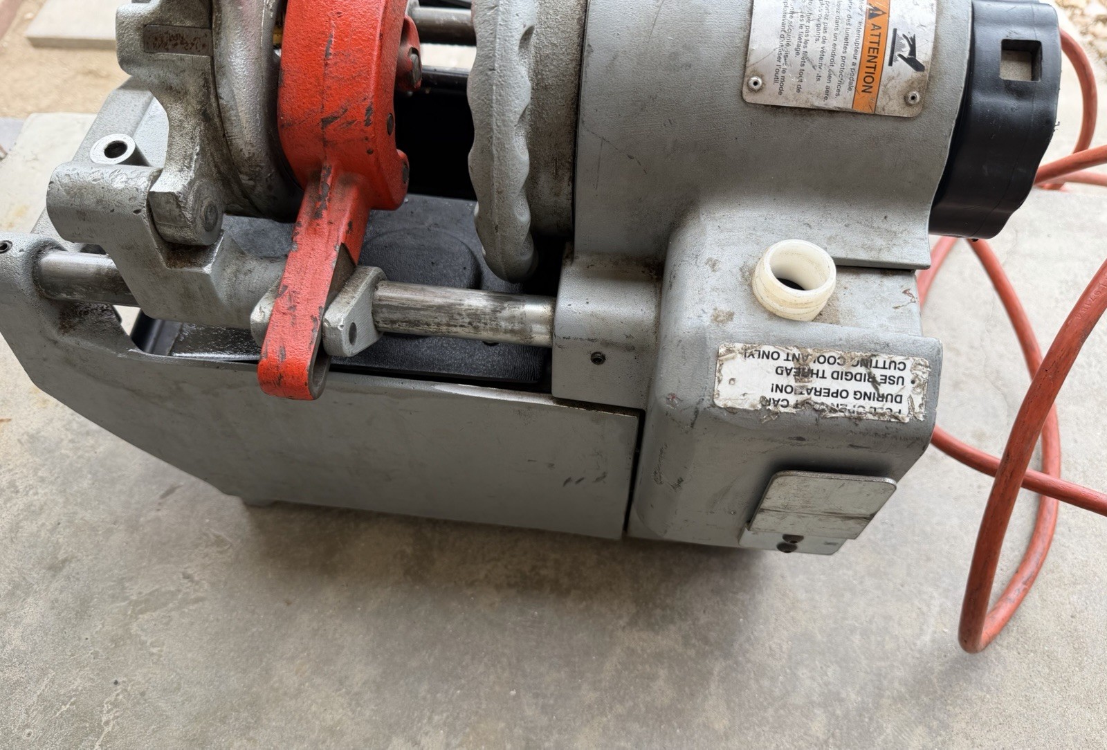 RIDGID 1210 PIPE THREADING MACHINE 110V WITH POWER CORD PEDAL ETC WORKS (READ)
