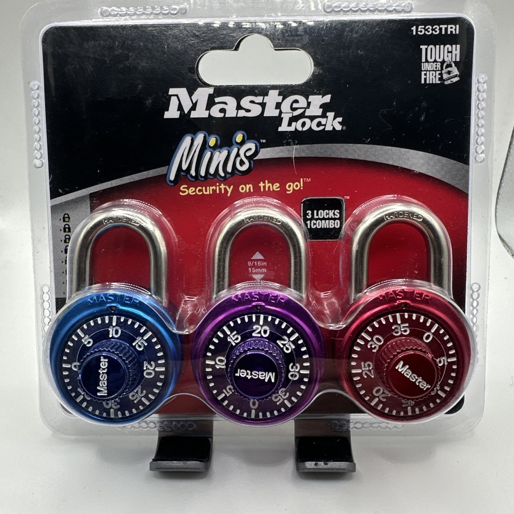 Master Lock Minis Combination Locker Padlocks 3 Pack Locks Combo New