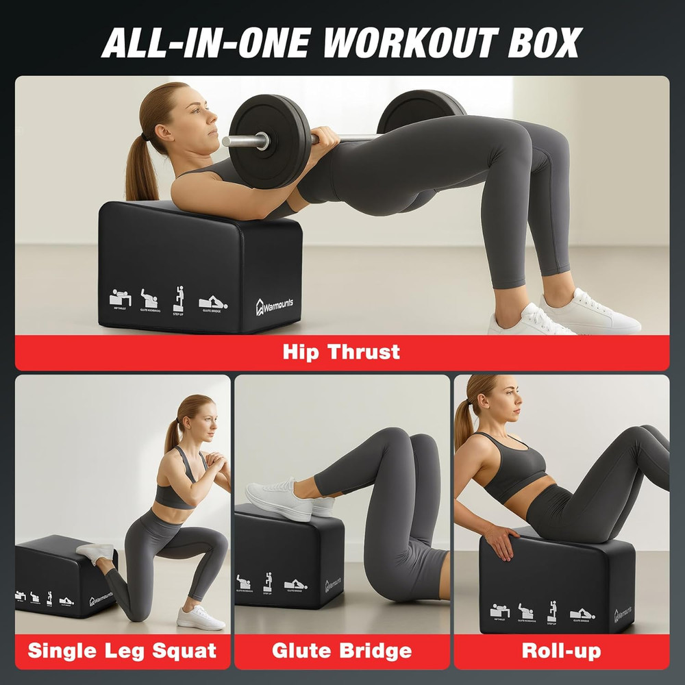 WARMOUNTS Hip Thrust Bench, Multi-Functional Hip Thrust Machine for Strength Tra