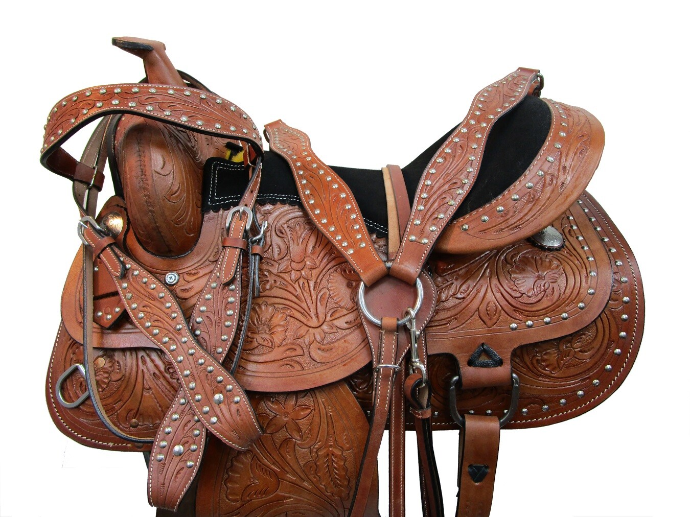 USED WESTERN SADDLE 15 16 17 18 PLEASURE HORSE BARREL RACING TOOLED LEATHER TACK