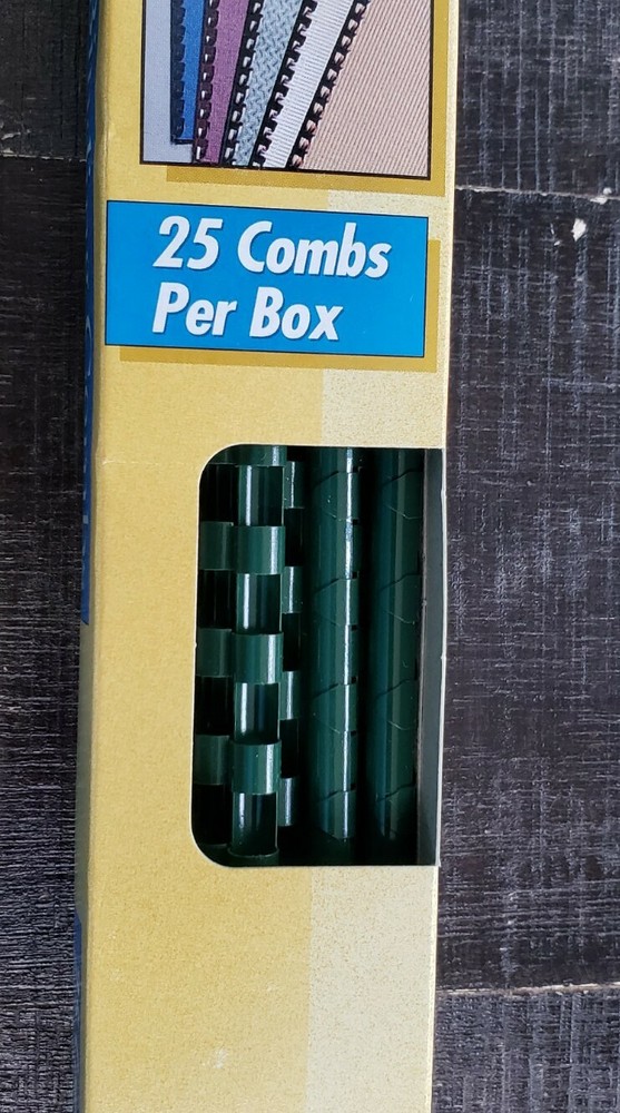 Fellowes 1/4" Plastic Binding Combs Hunter 25 Per Box 20 Sheets Cap 52344 NOS