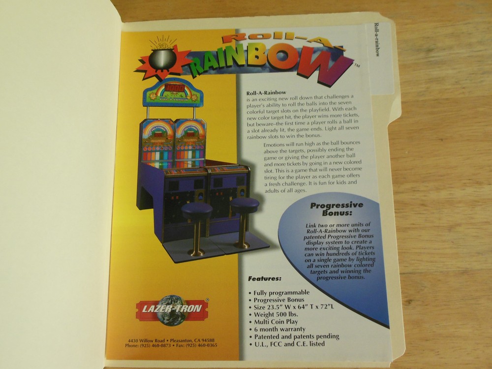 old stock ROLL A RAINBOW        ARCADE GAME  FLYER