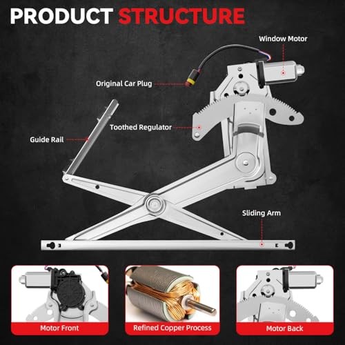 New 1pc Front Driver (Left) Side Power Window Regulator With Motor Assembly