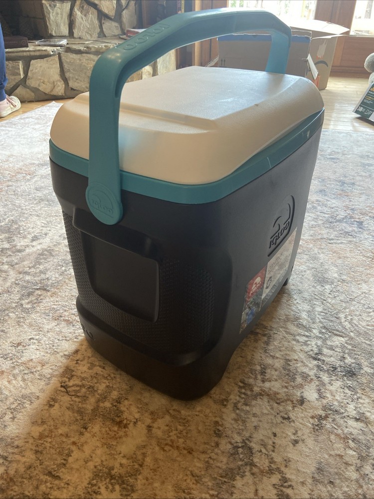 Igloo Ice Cube 30 Quart 41 Can Plastic Cooler w/ Top Compartment and Handle