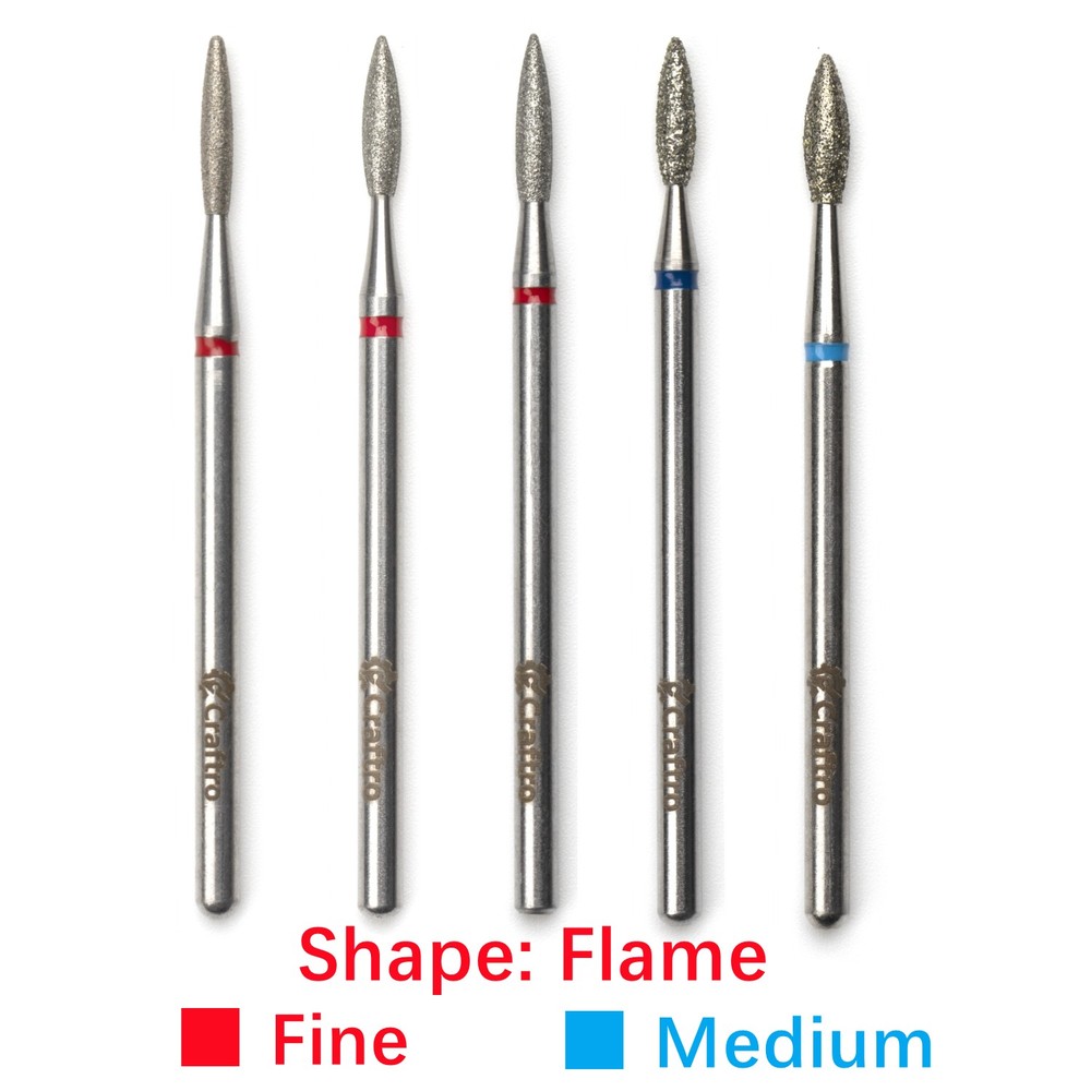 Craftro 3/32” Diamond Nail Drill Bit for Electric E-File Flame Shape Fine Medium