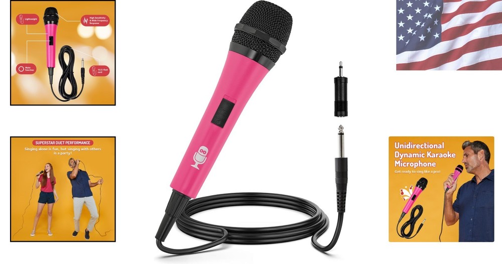 High-Sensitivity Unidirectional Karaoke Microphone - 115dB Pink Vocal Mic