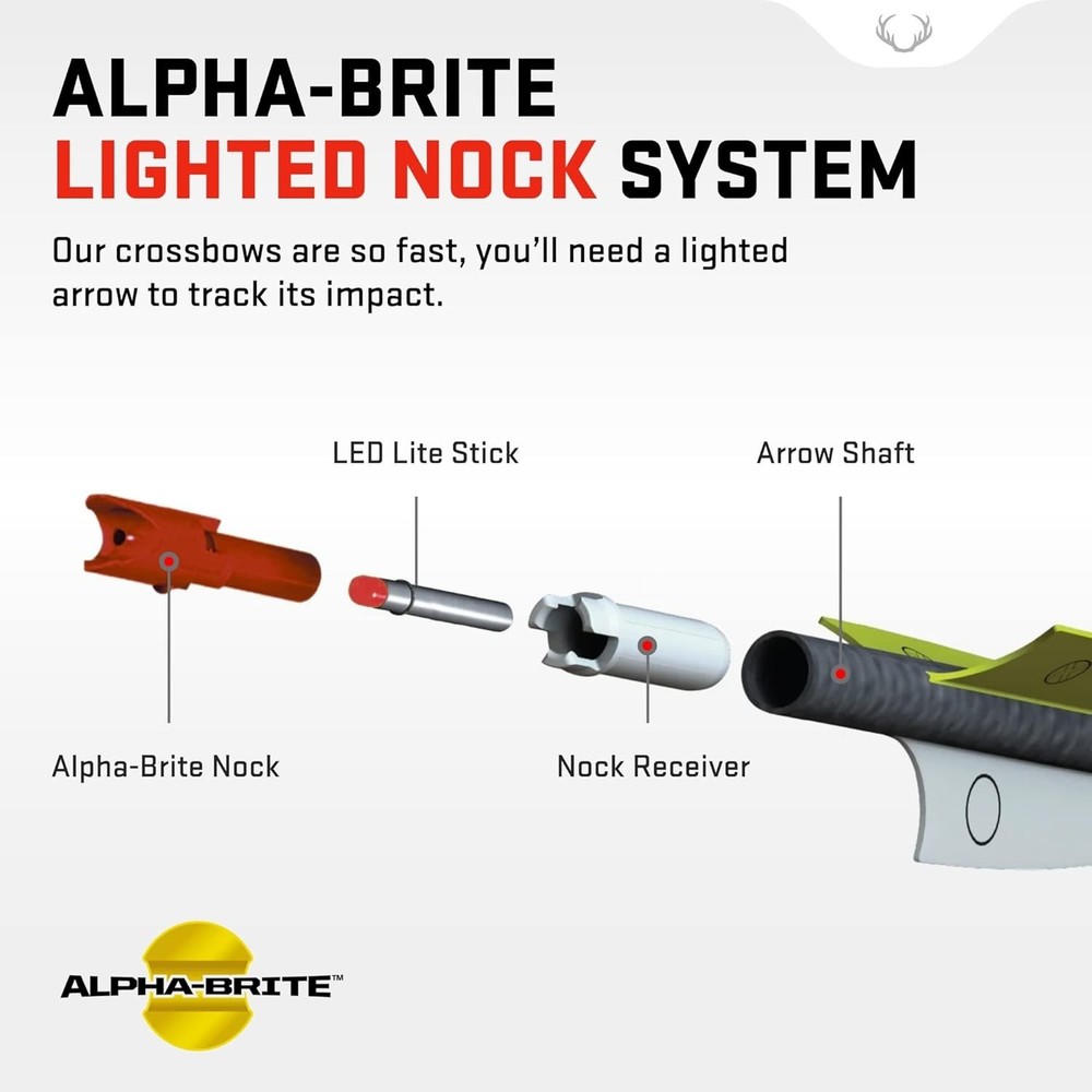 Alpha-Brite Lighted Crossbow Nocks 3-Pack - Red - Essential Hunting