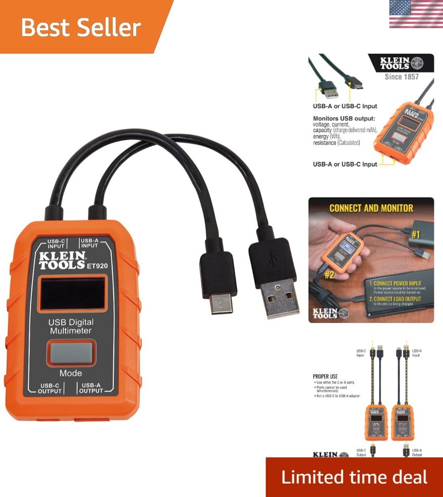 Compact USB Power Meter with Overload Detection - Ideal for Tech Professionals
