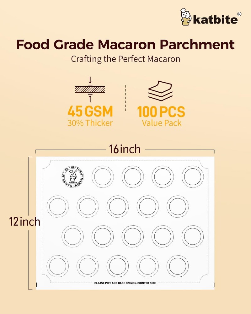 100 Sheets 12x16 Macaron Parchment Template, Printed Circle Baking Stencil